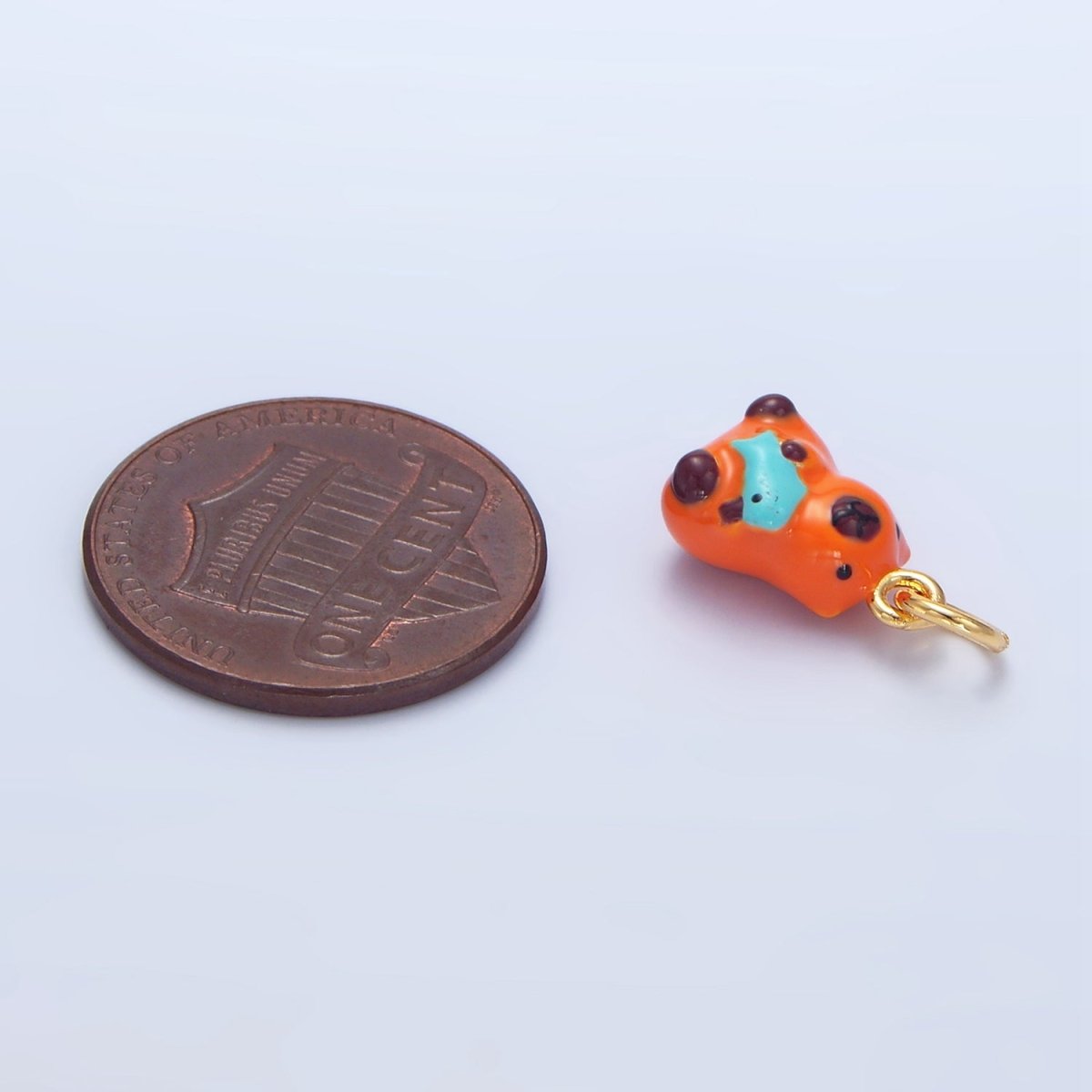 24K Gold Filled 10mm Glass Capybara with Fish Animal Charm | X577 - DLUXCA