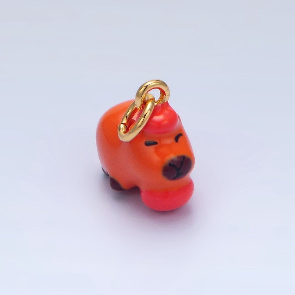 24K Gold Filled 10mm Glass Capybara with Tomato Fruit Charm | X579 - DLUXCA