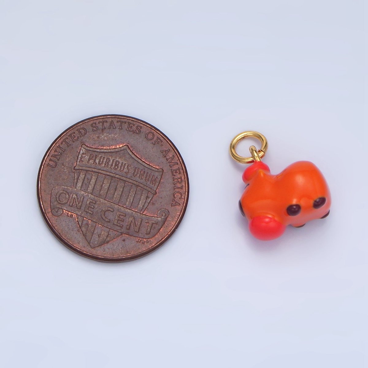 24K Gold Filled 10mm Glass Capybara with Tomato Fruit Charm | X579 - DLUXCA
