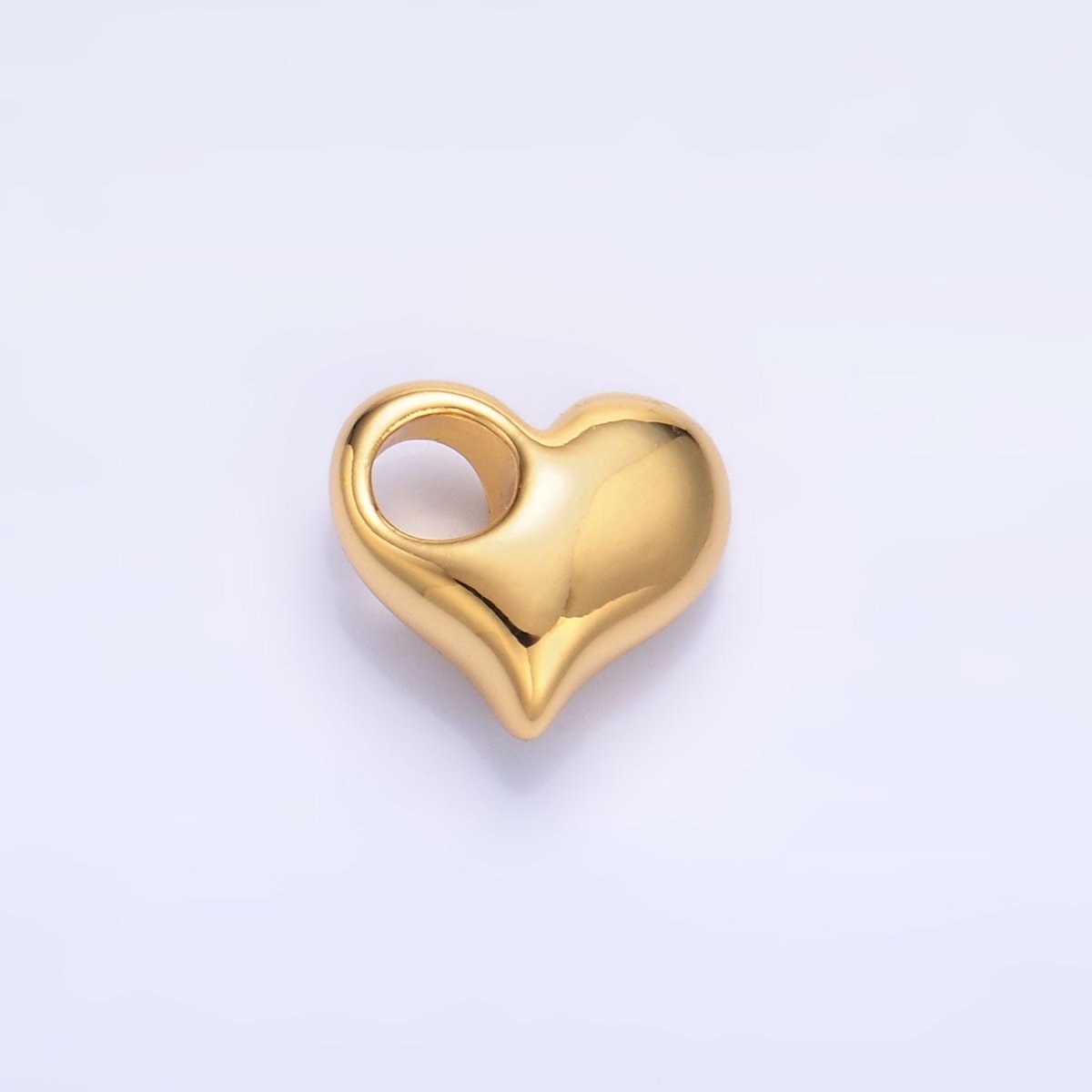 24K Gold Filled 10mm Heart 3D Multidimensional Charm in Gold & Silver | M181