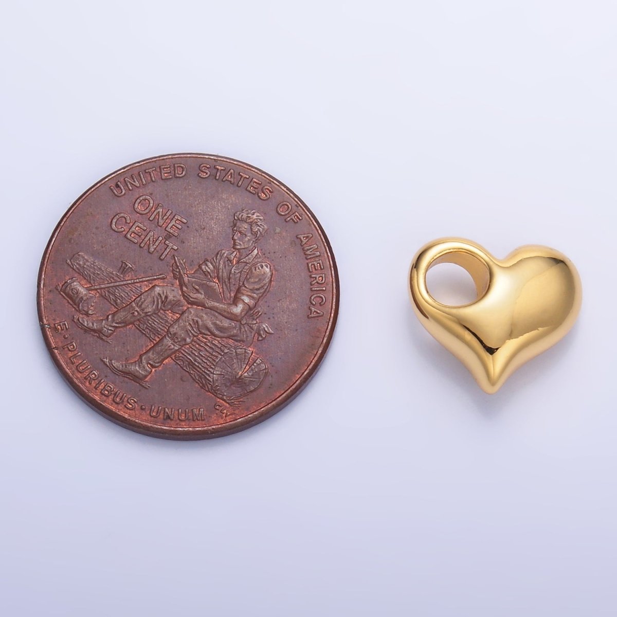 24K Gold Filled 10mm Heart 3D Multidimensional Charm in Gold & Silver | M181
