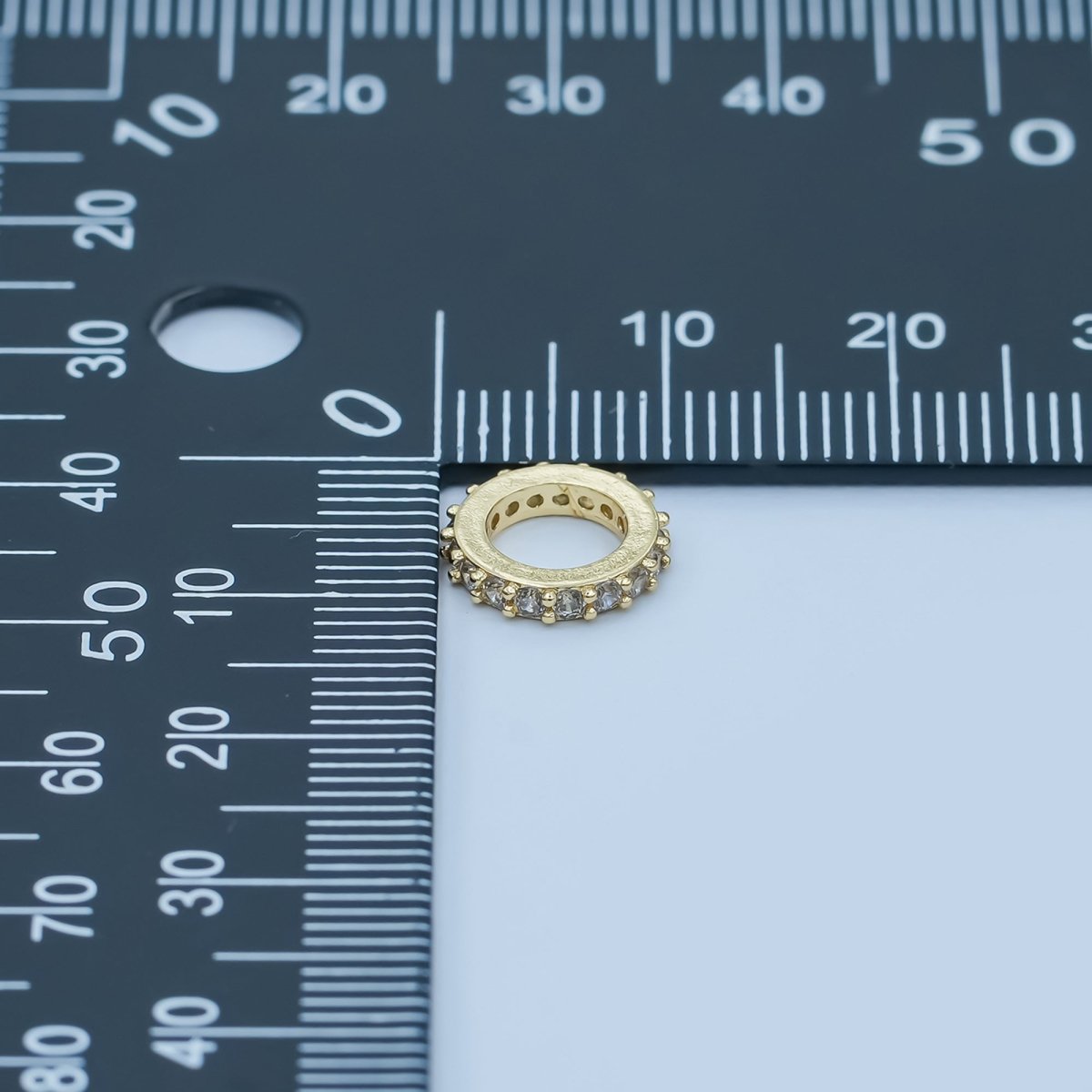 24K Gold Filled 10mm Micro Paved CZ Thin Bead Finding | Z1147 - DLUXCA