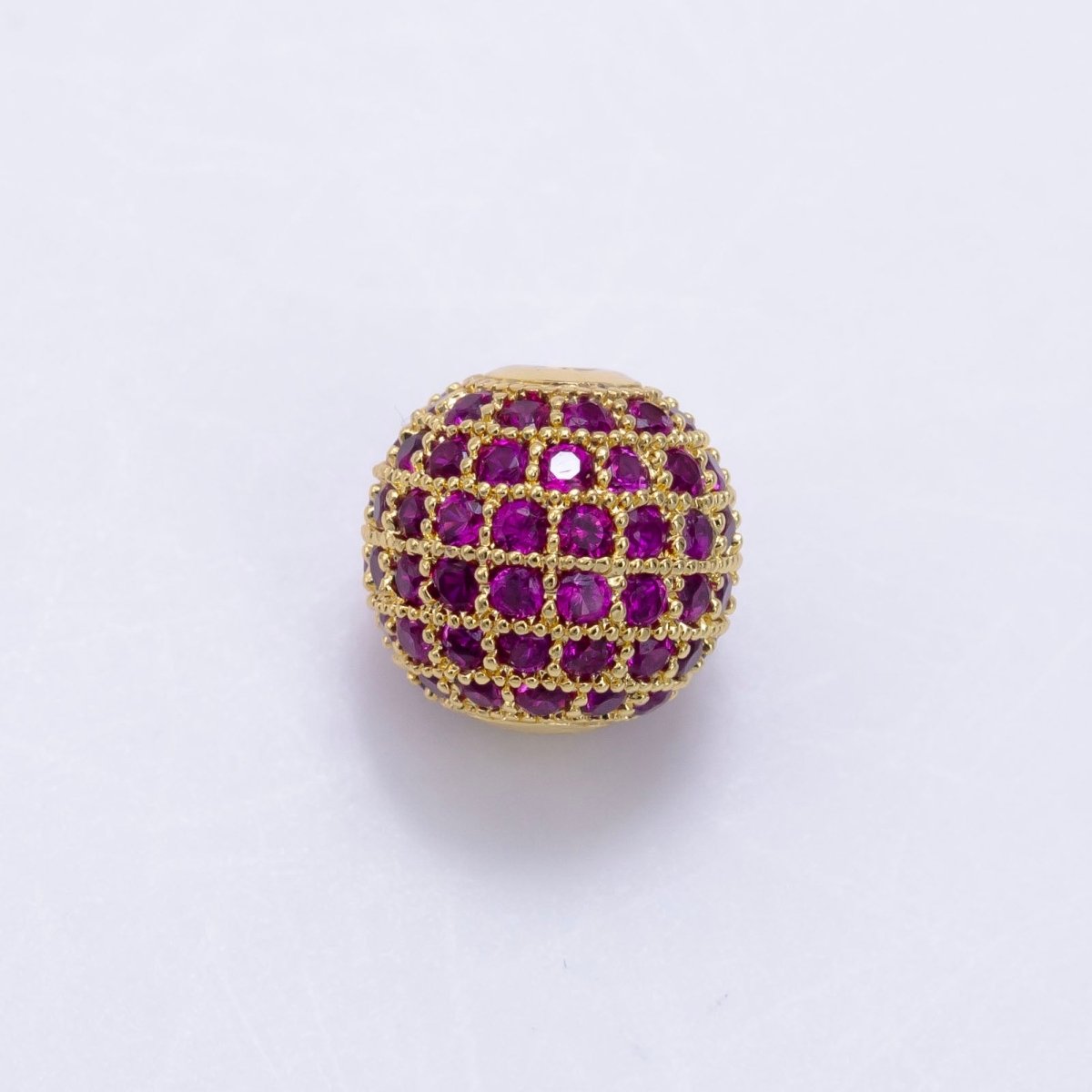 24K Gold Filled 10mm Red Micro Paved CZ Spacer Bead | B592