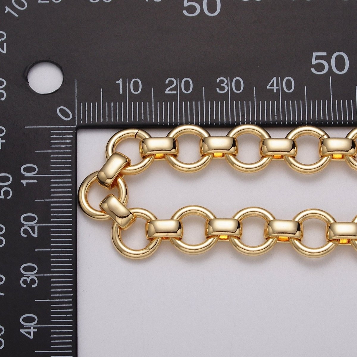 24k Gold Filled 10mm Rolo Wide Cable Link Unfinished Yard Chain in Gold & Silver | ROLL-1128 ROLL-1201 Clearance Pricing