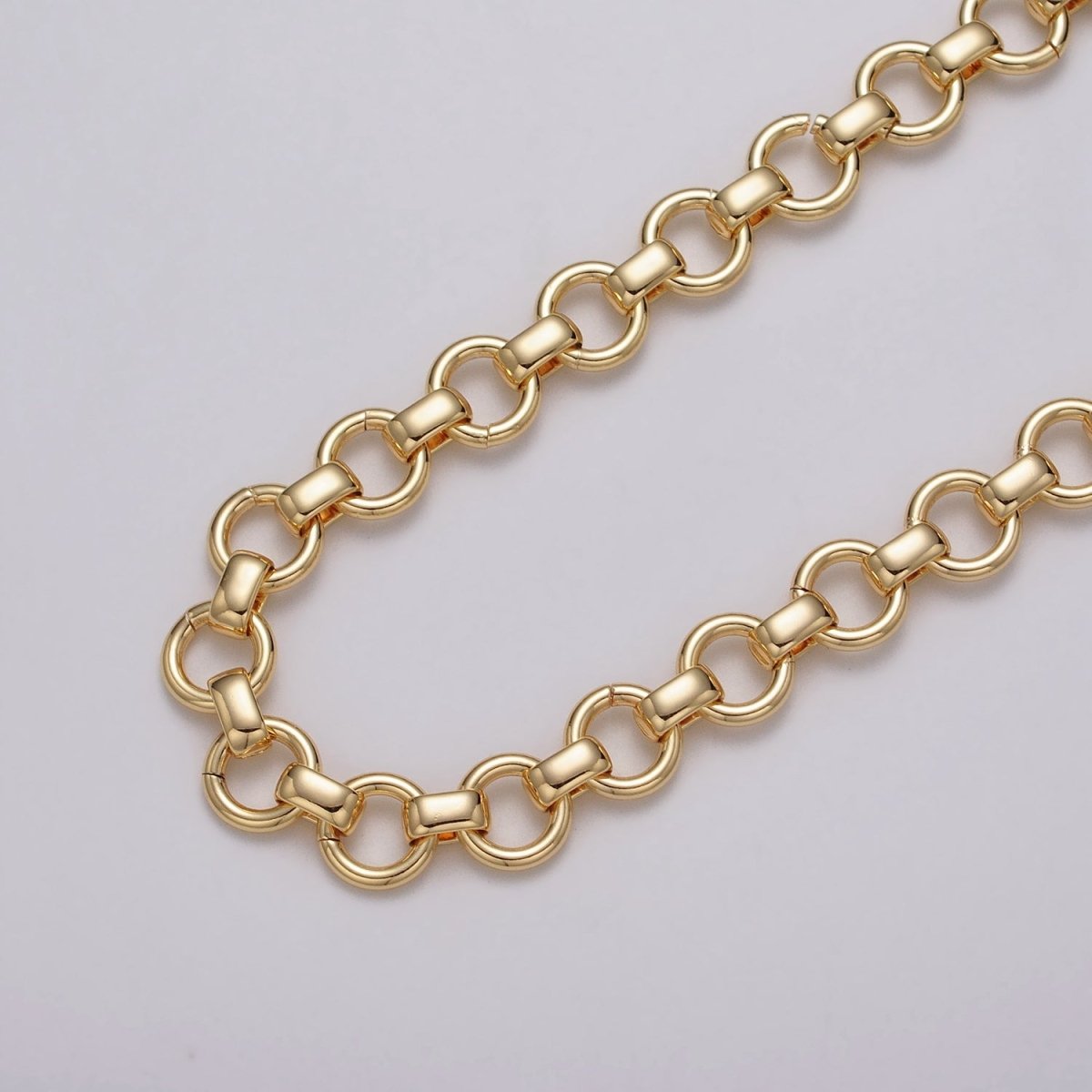 24k Gold Filled 10mm Rolo Wide Cable Link Unfinished Yard Chain in Gold & Silver | ROLL-1128 ROLL-1201 Clearance Pricing