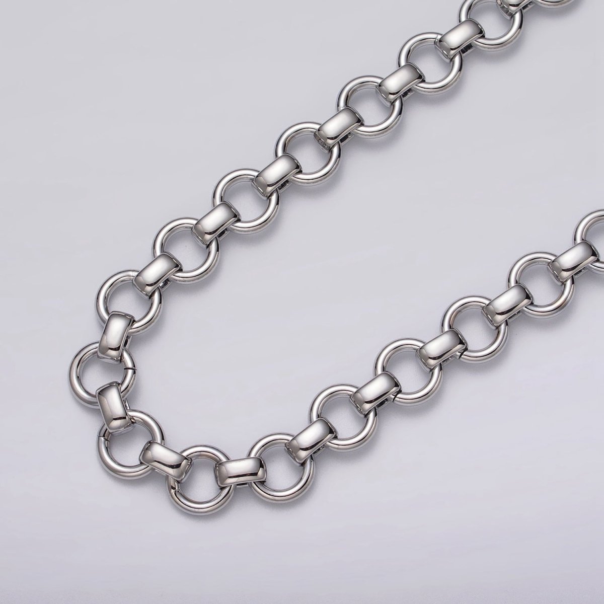 24k Gold Filled 10mm Rolo Wide Cable Link Unfinished Yard Chain in Gold & Silver | ROLL-1128 ROLL-1201 Clearance Pricing