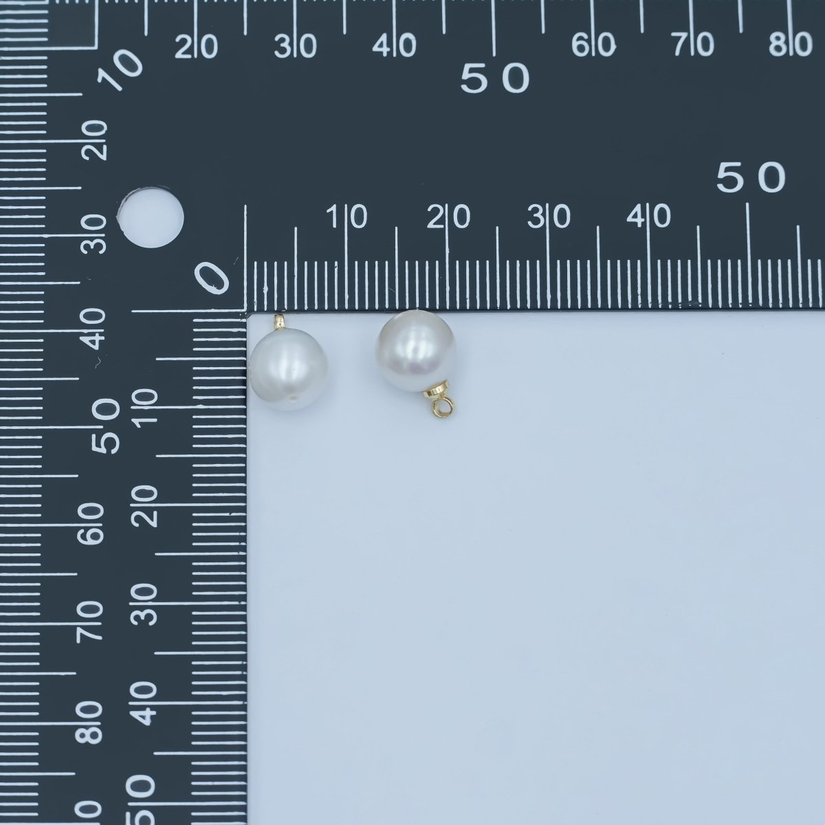 24K Gold Filled 11.5mm White Shell Pearl Button Round Charm | P1684 - DLUXCA