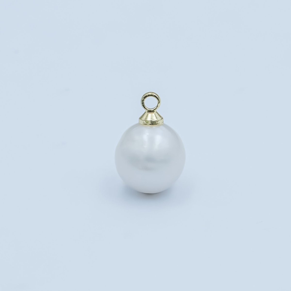 24K Gold Filled 11.5mm White Shell Pearl Button Round Charm | P1684 - DLUXCA