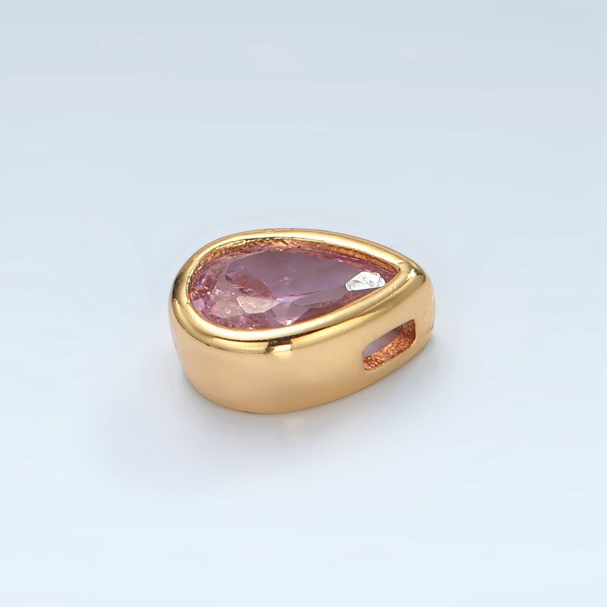 24K Gold Filled 11mm Black, Pink, Clear, Green CZ Teardrop Bead | B304 B305