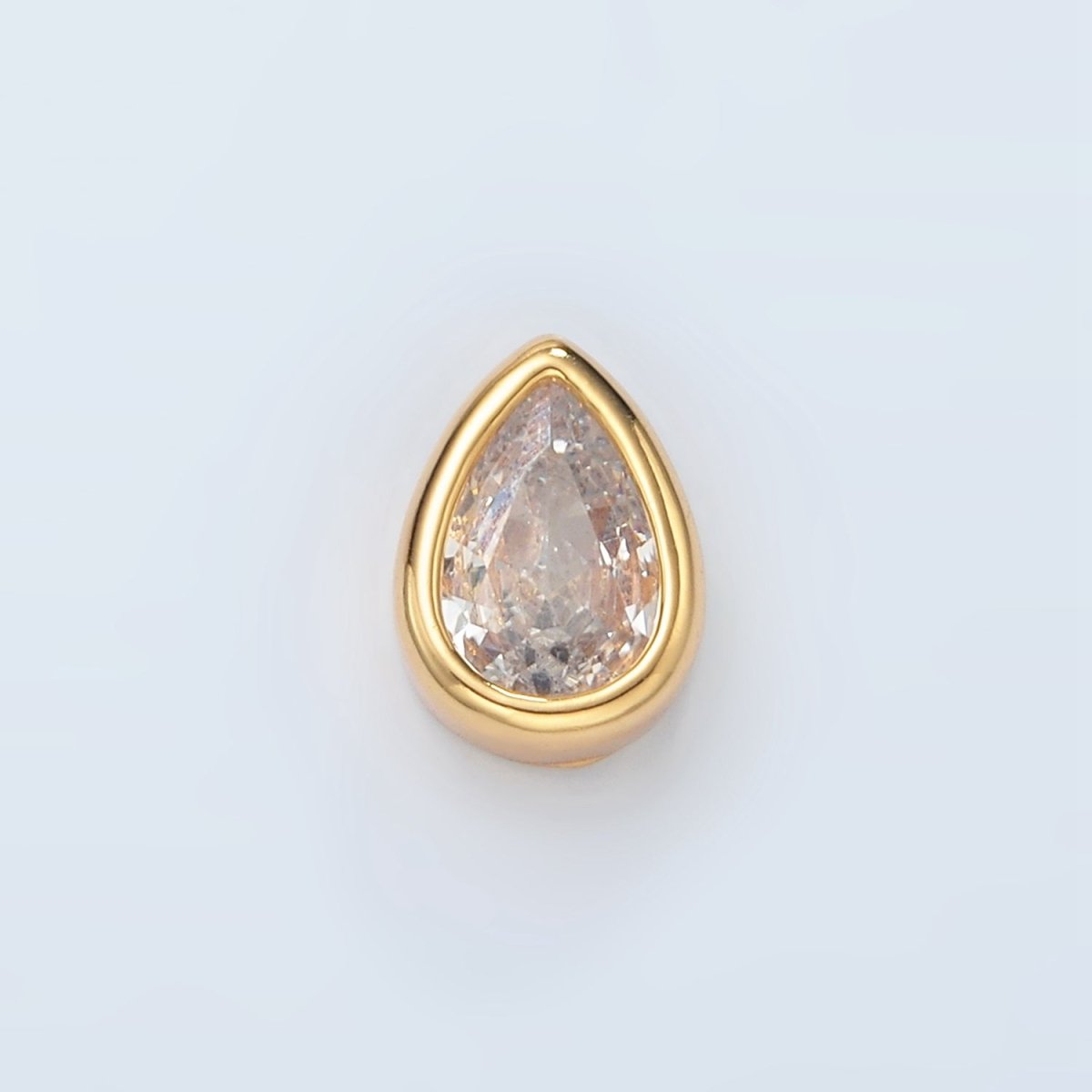 24K Gold Filled 11mm Black, Pink, Clear, Green CZ Teardrop Bead | B304 B305