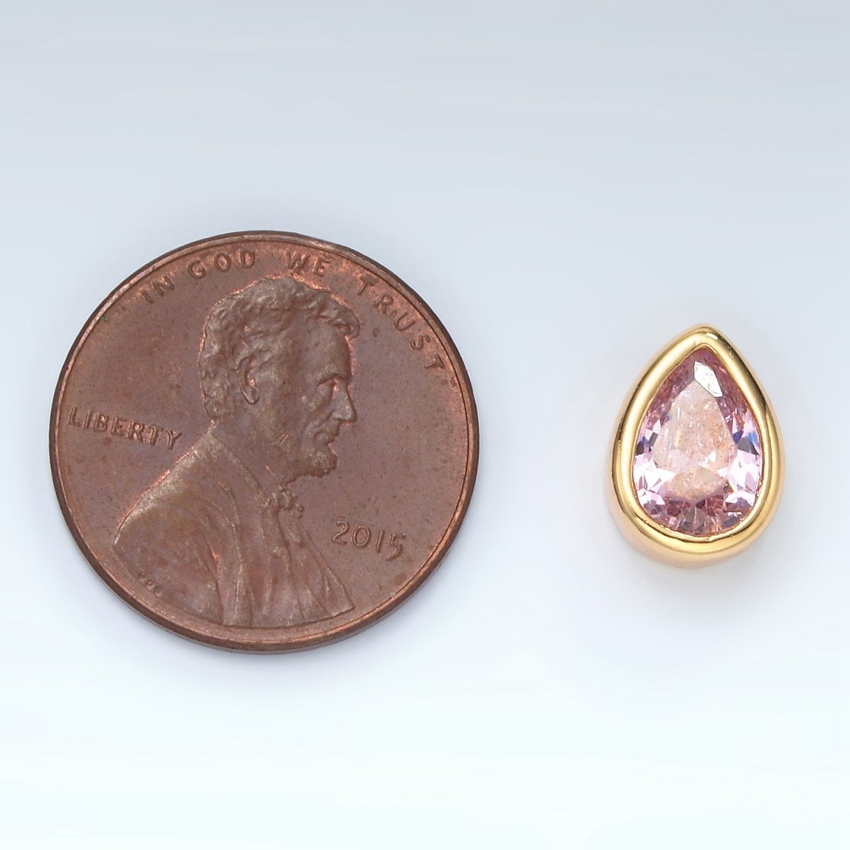 24K Gold Filled 11mm Black, Pink, Clear, Green CZ Teardrop Bead | B304 B305