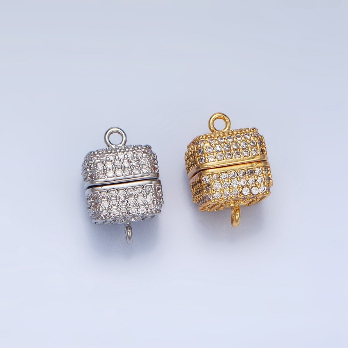 24K Gold Filled 11mm Micro Paved CZ Magnetic Closure Findings in Gold & Silver | Z896