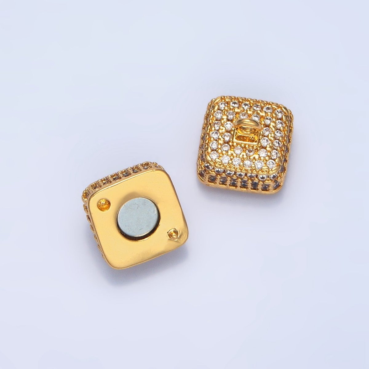 24K Gold Filled 11mm Micro Paved CZ Magnetic Closure Findings in Gold & Silver | Z896