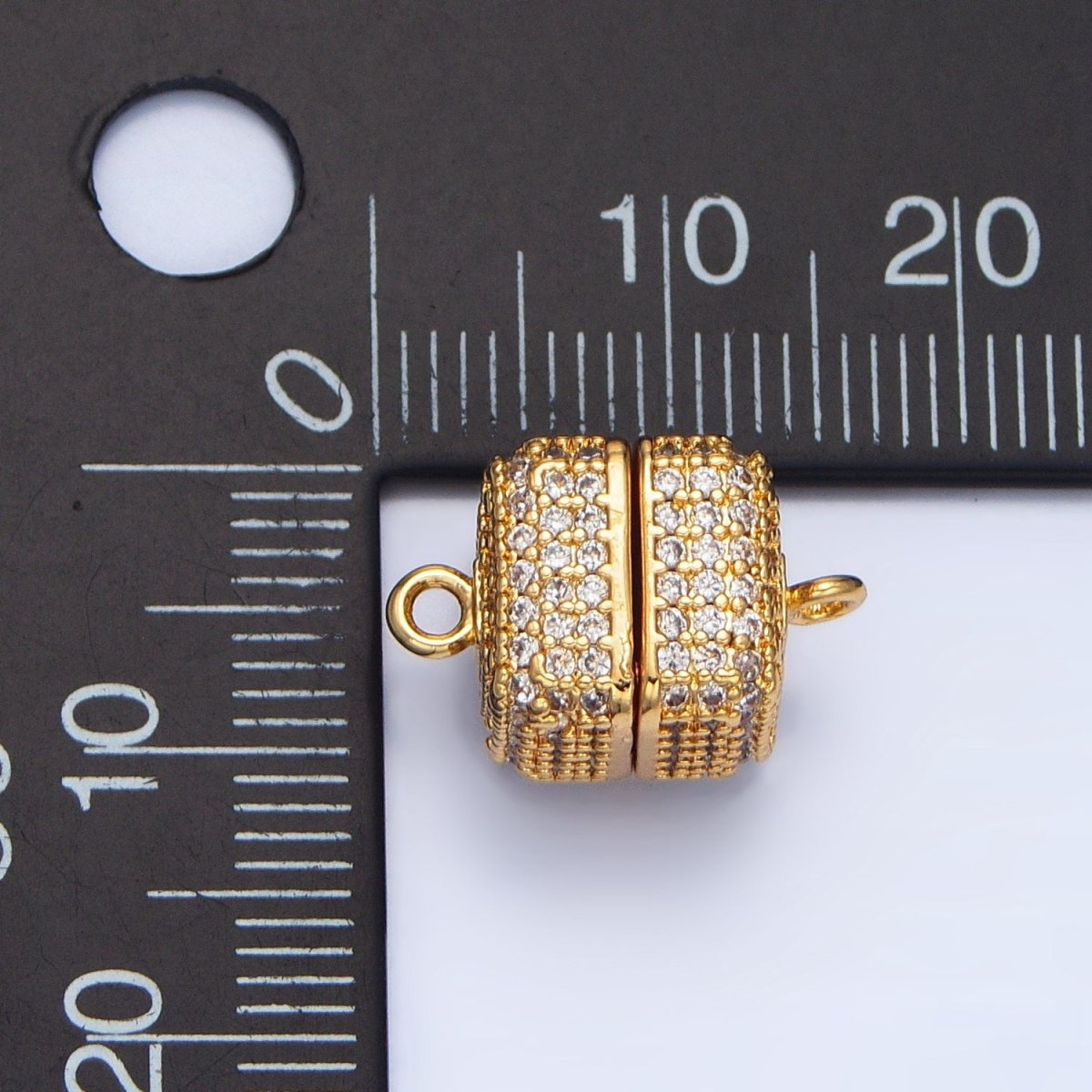 24K Gold Filled 11mm Micro Paved CZ Magnetic Closure Findings in Gold & Silver | Z896