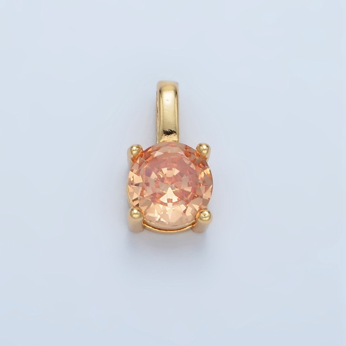 24K Gold Filled 11mm Round CZ Personalized Pendant in Gold & Silver | AA907 - AA922