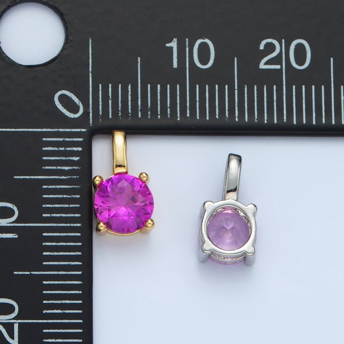 24K Gold Filled 11mm Round CZ Personalized Pendant in Gold & Silver | AA907 - AA922