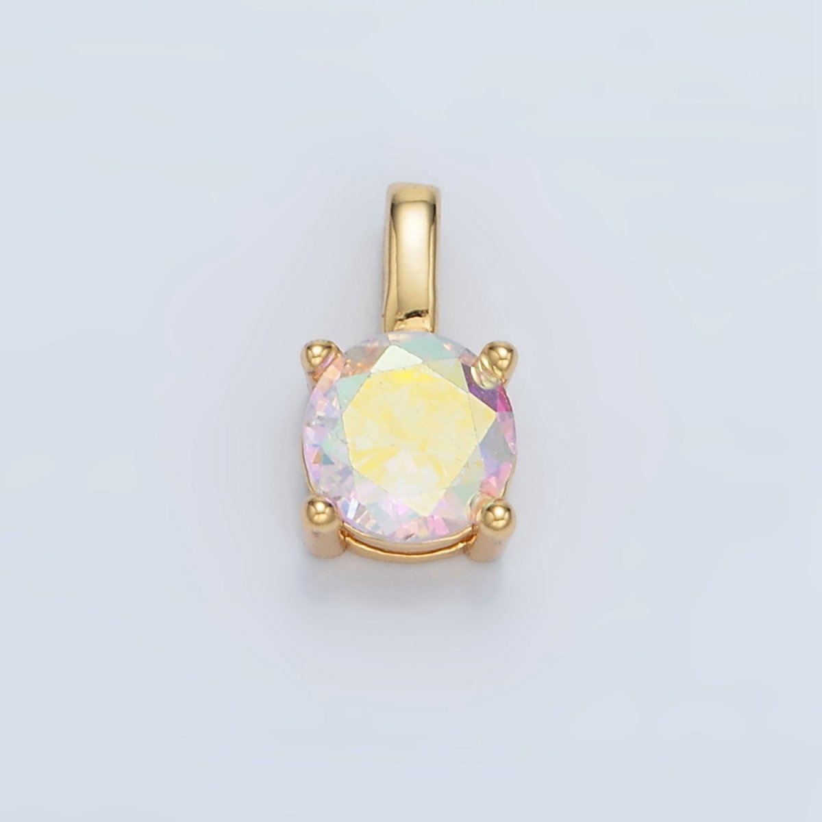 24K Gold Filled 11mm Round CZ Personalized Pendant in Gold & Silver | AA907 - AA922