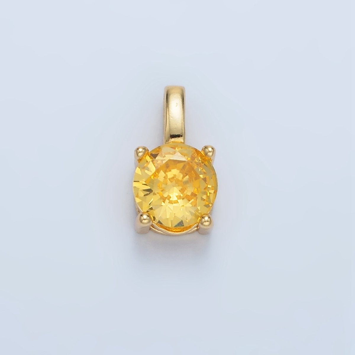 24K Gold Filled 11mm Round CZ Personalized Pendant in Gold & Silver | AA907 - AA922