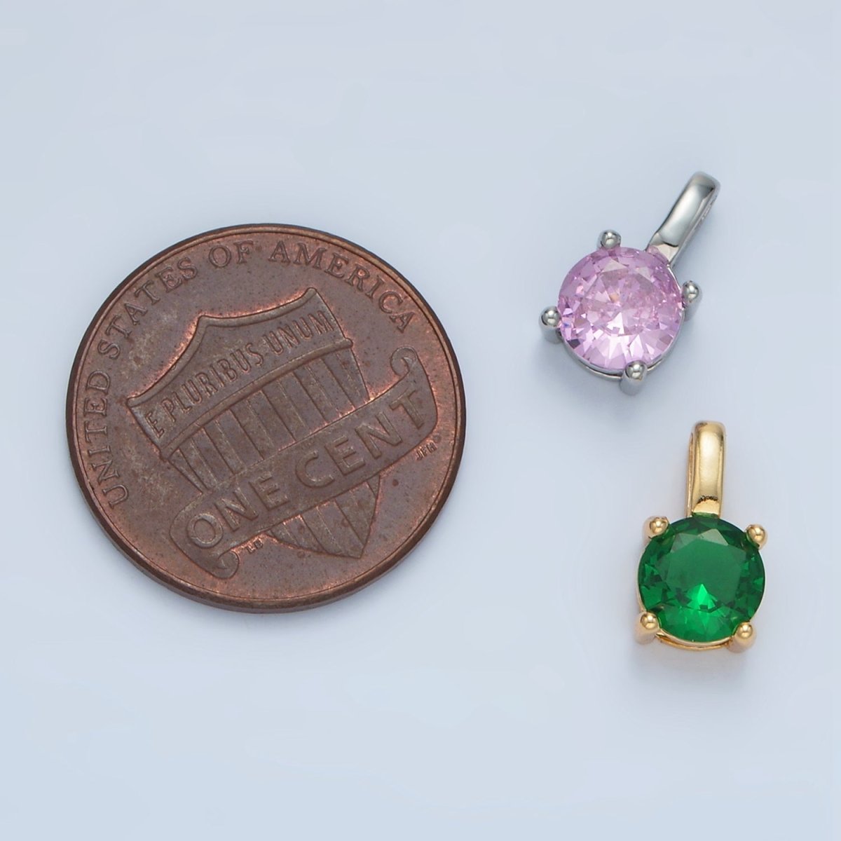 24K Gold Filled 11mm Round CZ Personalized Pendant in Gold & Silver | AA907 - AA922