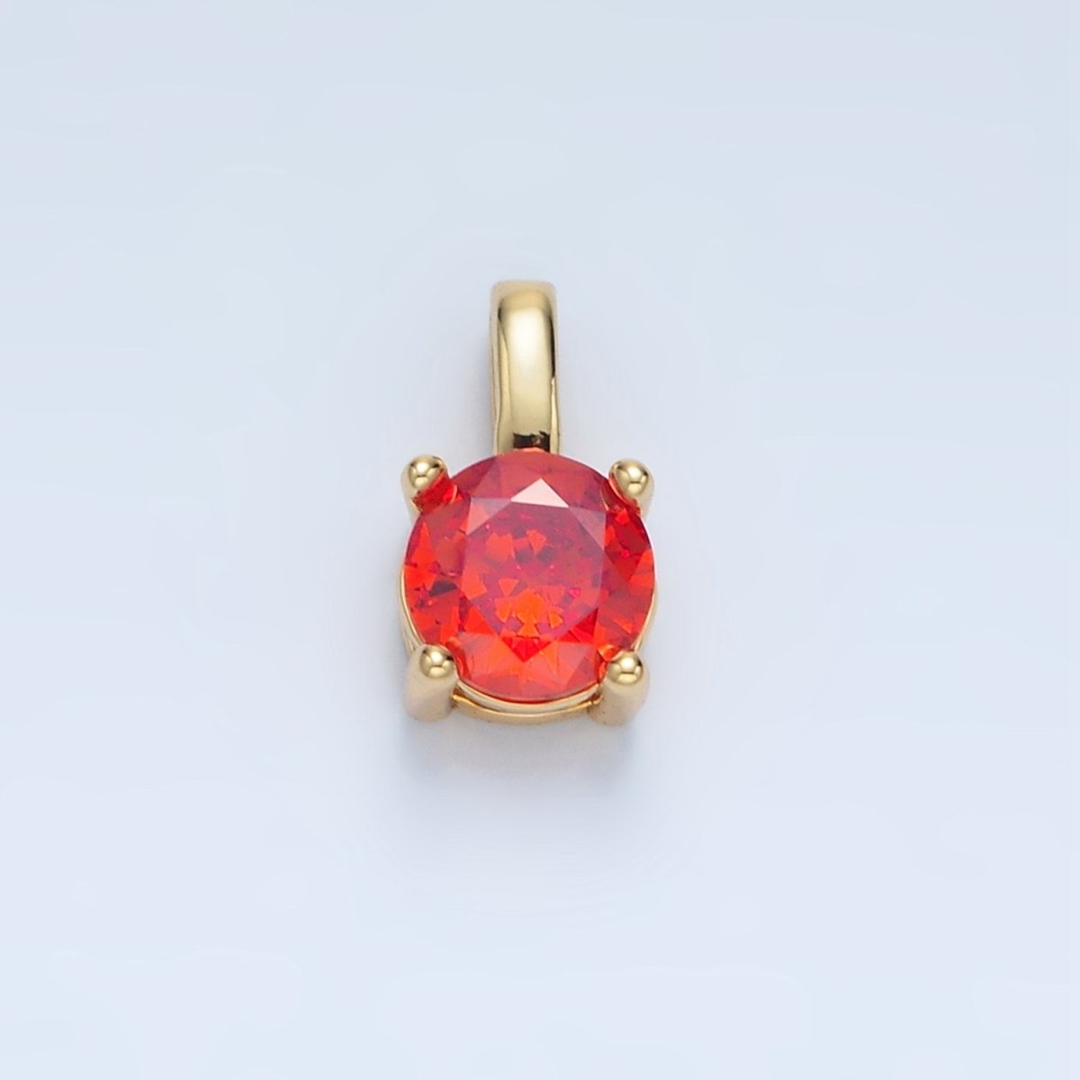 24K Gold Filled 11mm Round CZ Personalized Pendant in Gold & Silver | AA907 - AA922