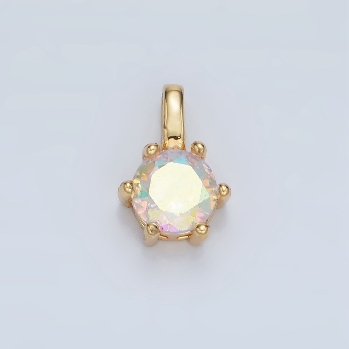 24K Gold Filled 11mm Round CZ Personalized Pendant in Gold & Silver | AA923 - AA938