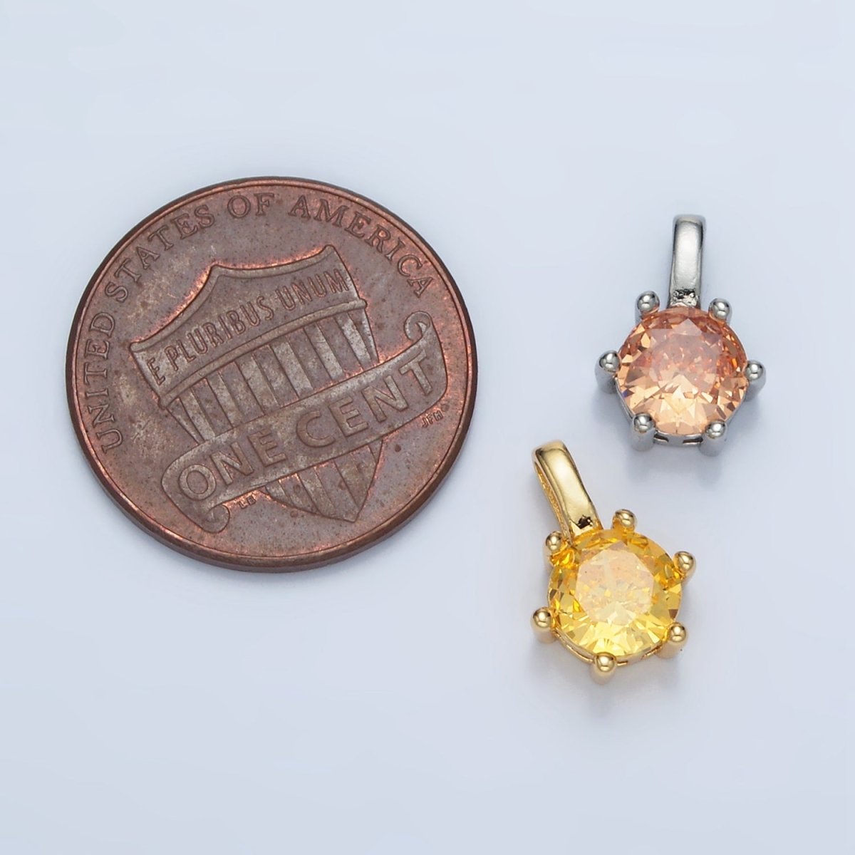 24K Gold Filled 11mm Round CZ Personalized Pendant in Gold & Silver | AA923 - AA938