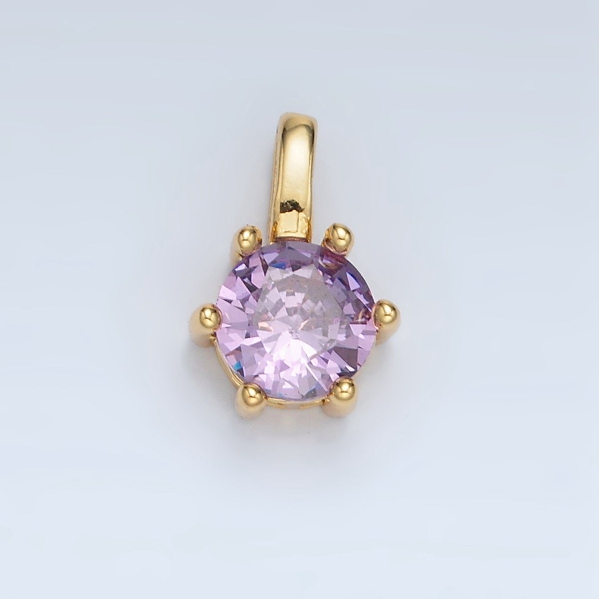 24K Gold Filled 11mm Round CZ Personalized Pendant in Gold & Silver | AA923 - AA938