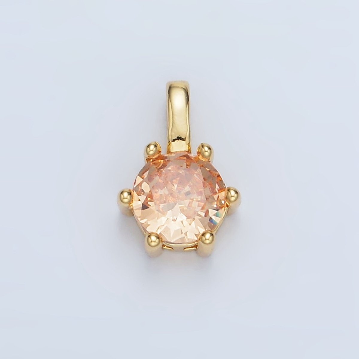 24K Gold Filled 11mm Round CZ Personalized Pendant in Gold & Silver | AA923 - AA938