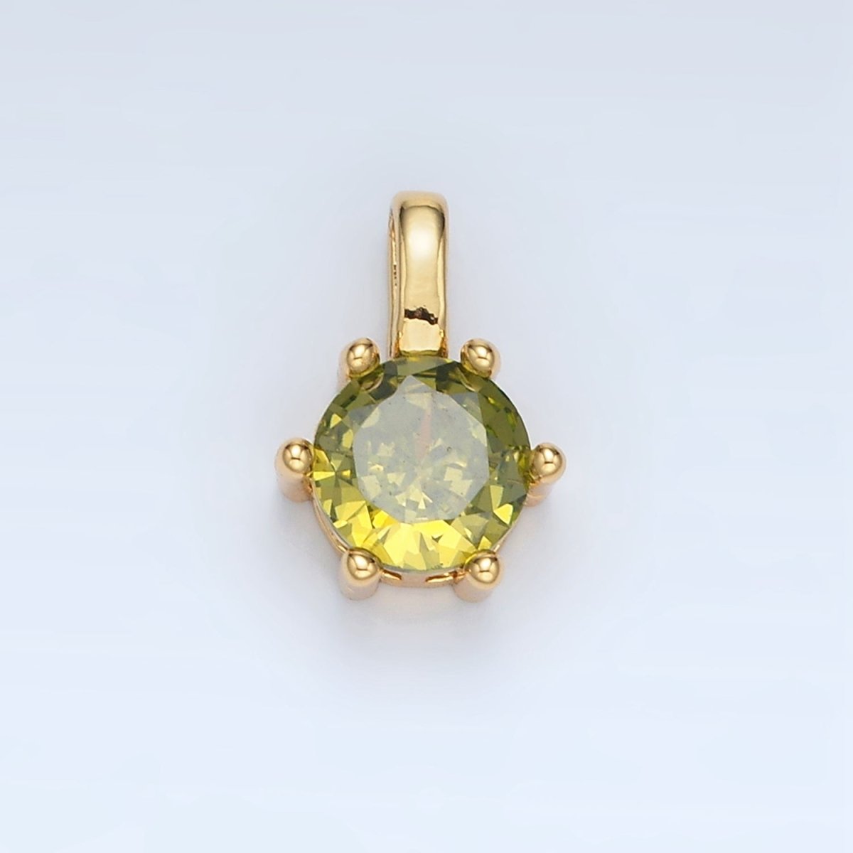 24K Gold Filled 11mm Round CZ Personalized Pendant in Gold & Silver | AA923 - AA938