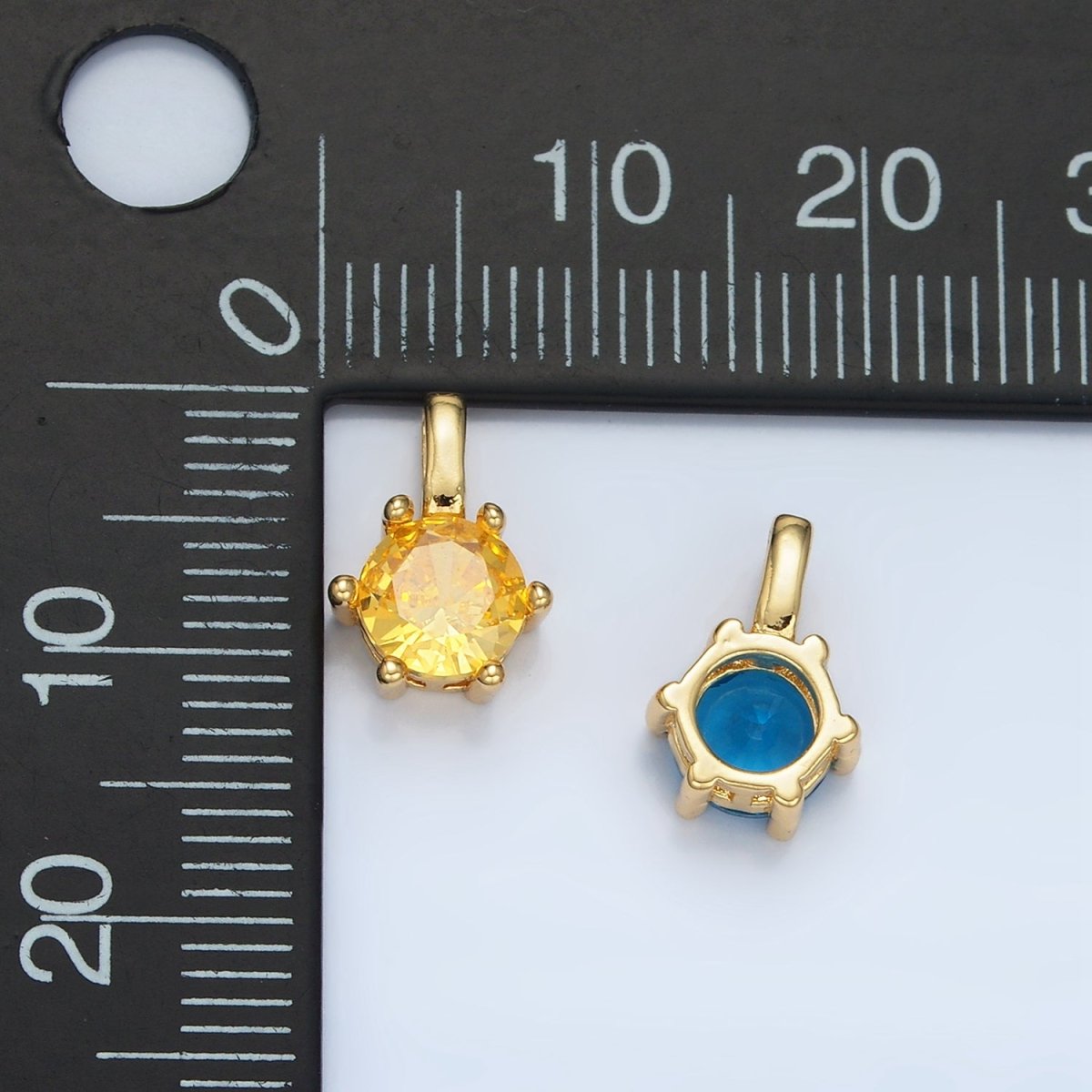 24K Gold Filled 11mm Round CZ Personalized Pendant in Gold & Silver | AA923 - AA938