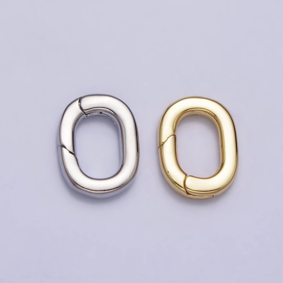 24K Gold Filled 12.5mm Oval Oblong Push Gate Spring Ring Enhancer Closure Supply in Gold & Silver | Z-117 Z-118