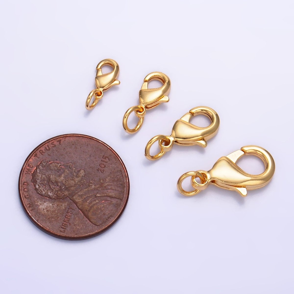 24K Gold Filled 12mm, 10mm, 15mm, 8mm Lobster Claw Clasps Closure Findings | Z1068 - Z1071
