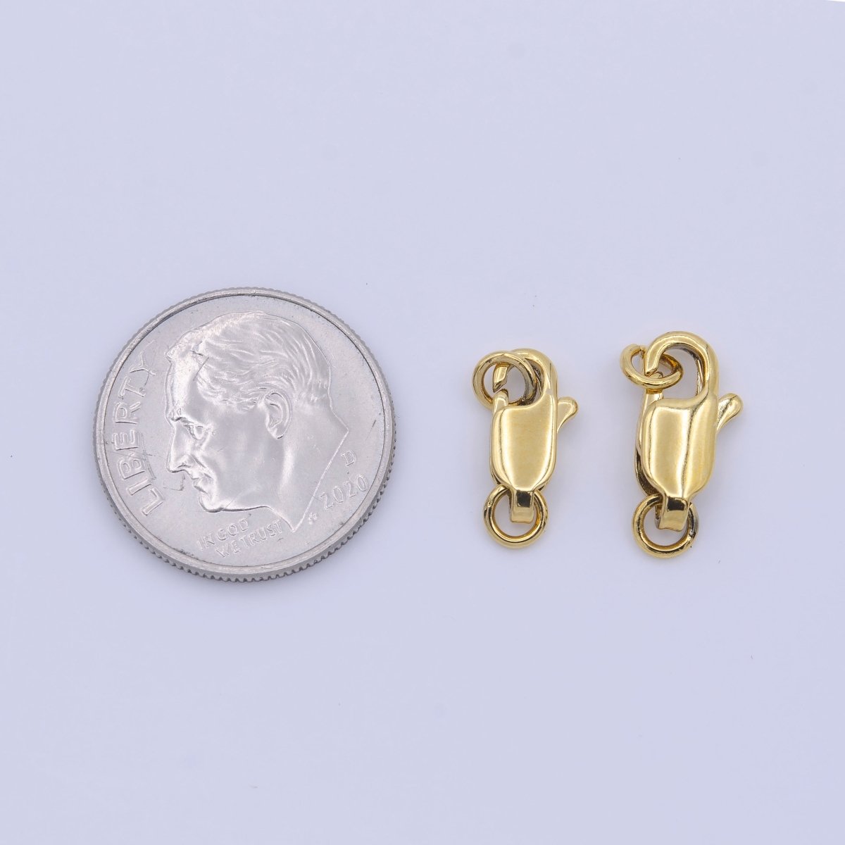 24K Gold Filled 12mm, 10mm Lobster Clasps Claw Closure Jewelry Supply in Gold & Silver | K-299 - K-302