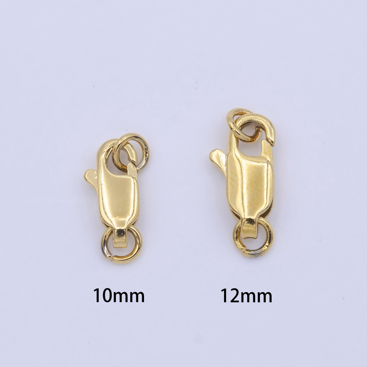 24K Gold Filled 12mm, 10mm Lobster Clasps Claw Closure Jewelry Supply in Gold & Silver | K-299 - K-302