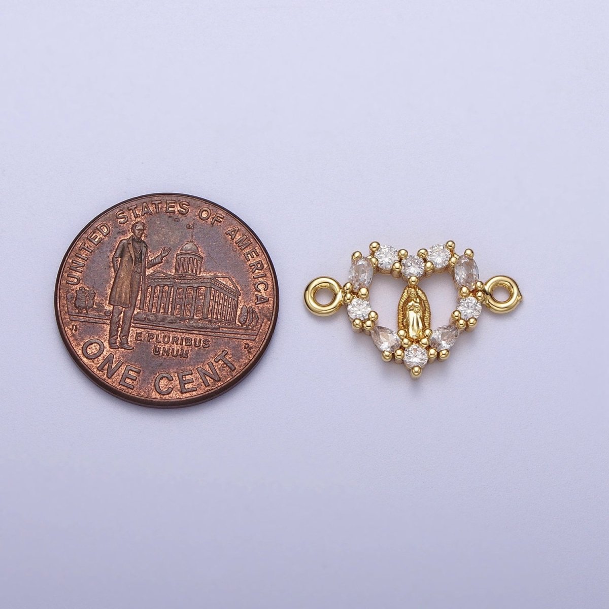 24K Gold Filled 12mm / 21mm Mother Virgin Mary Cubic Zirconia Connector Link  F-240 Y-637