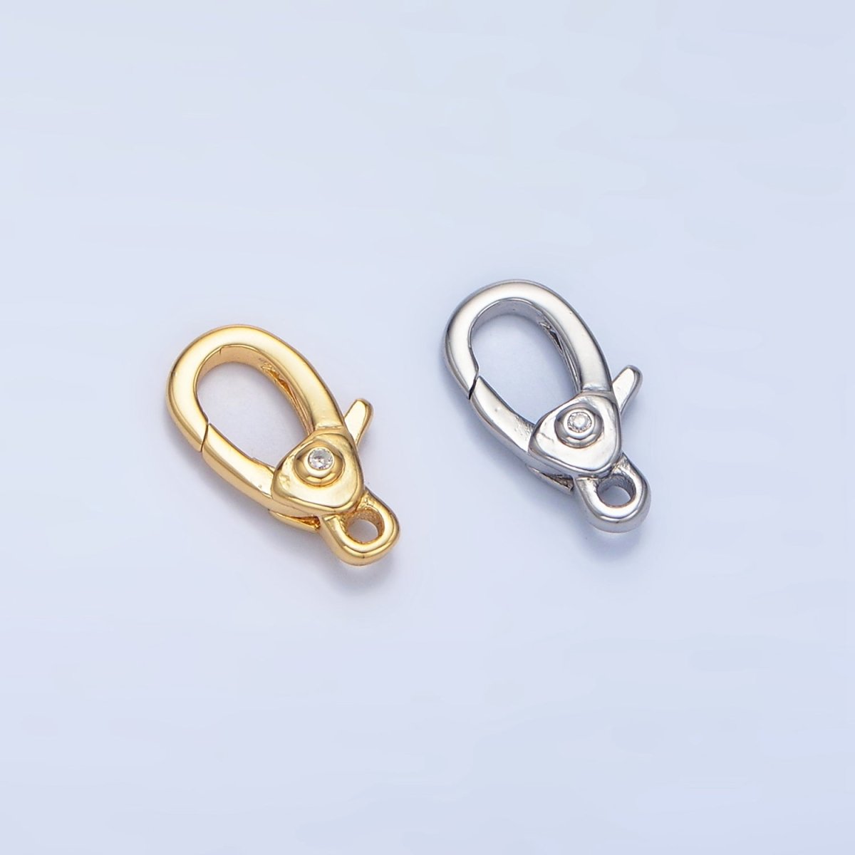 24K Gold Filled 12mm Clear CZ Lobster Claw Clasps Closure in Gold & Silver | Z963
