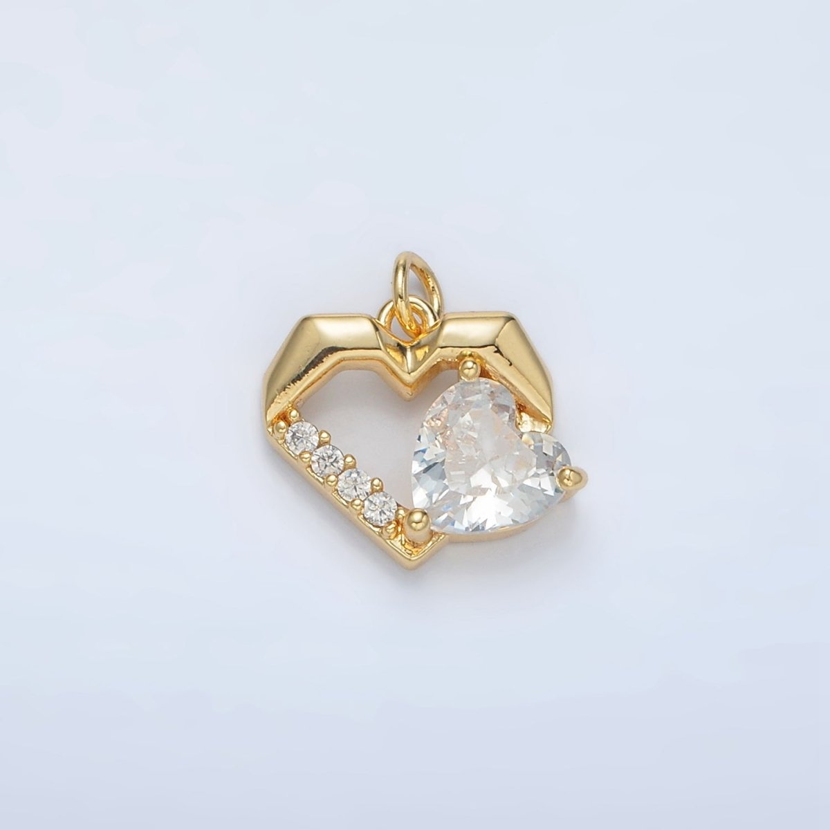 24K Gold Filled 12mm Clear, Red, Pink, Purple CZ Micro Paved Open Heart Charm | M013 - M014