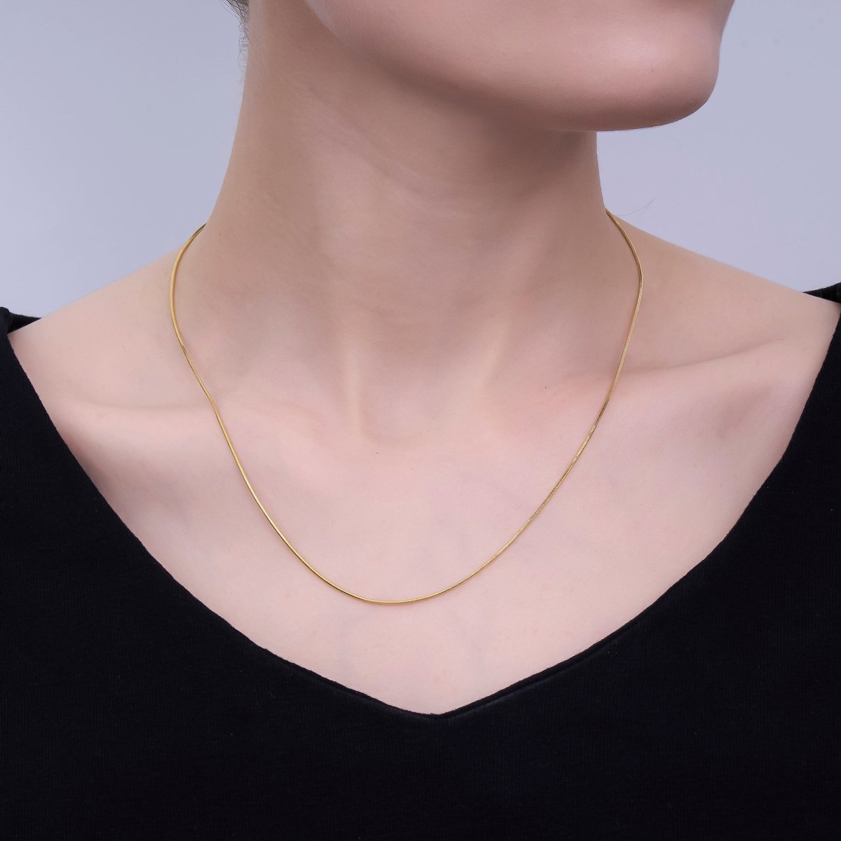 24K Gold Filled 1.2mm Cocoon Snake 19.5 Inch Chain Necklace | WA - 3230 - DLUXCA