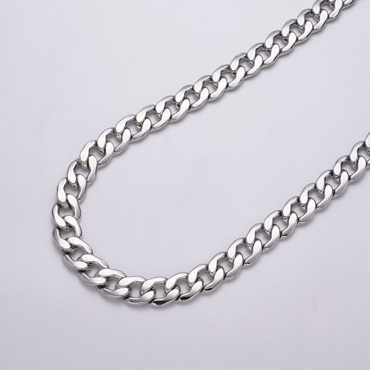 24k Gold Filled 12mm Flat Cuban Flat Curb Unfinished Chain by Yard in Gold & Silver | ROLL-1051, ROLL-1081 Clearance Pricing