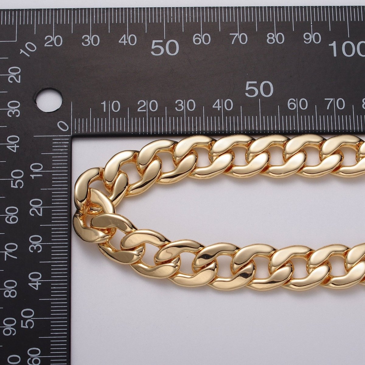 24k Gold Filled 12mm Flat Cuban Flat Curb Unfinished Chain by Yard in Gold & Silver | ROLL-1051, ROLL-1081 Clearance Pricing