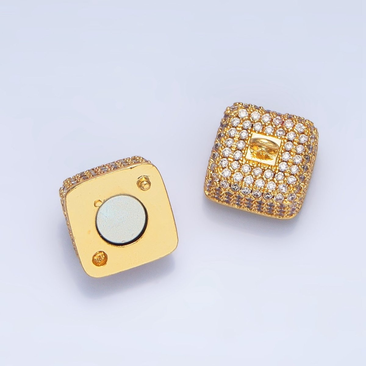 24K Gold Filled 12mm Micro Paved CZ Magnetic Closure Findings in Gold & Silver | Z87