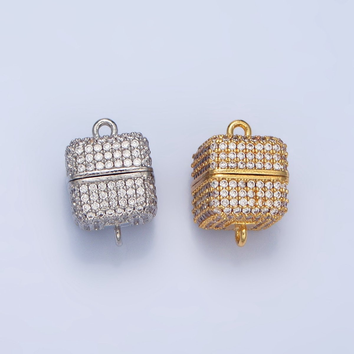24K Gold Filled 12mm Micro Paved CZ Magnetic Closure Findings in Gold & Silver | Z87