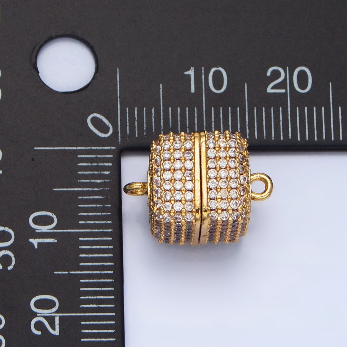 24K Gold Filled 12mm Micro Paved CZ Magnetic Closure Findings in Gold & Silver | Z87