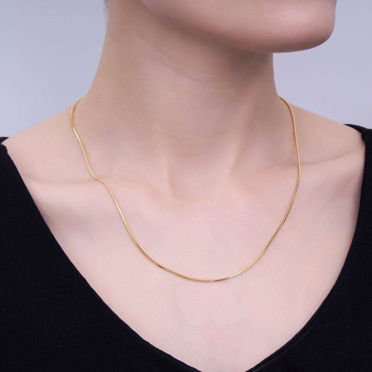 24K Gold Filled 1.2mm Snake Cocoon 18 Inch Chain Necklace | WA - 3232 - DLUXCA