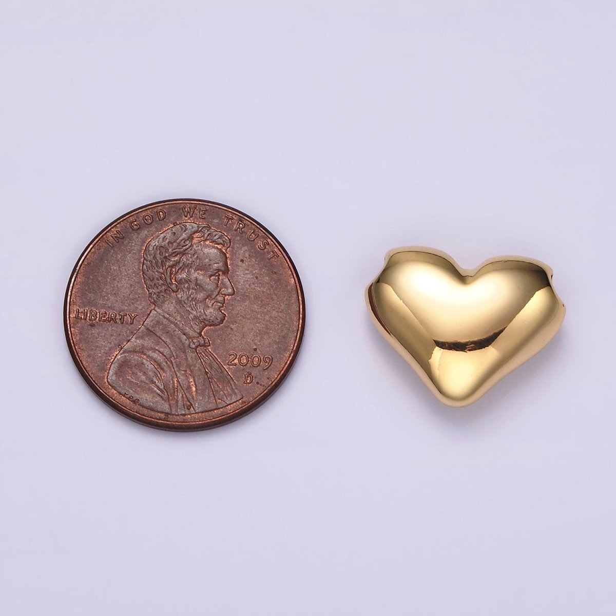 24K Gold Filled 13mm Chubby Heart Minimalist Bead | B844 - DLUXCA