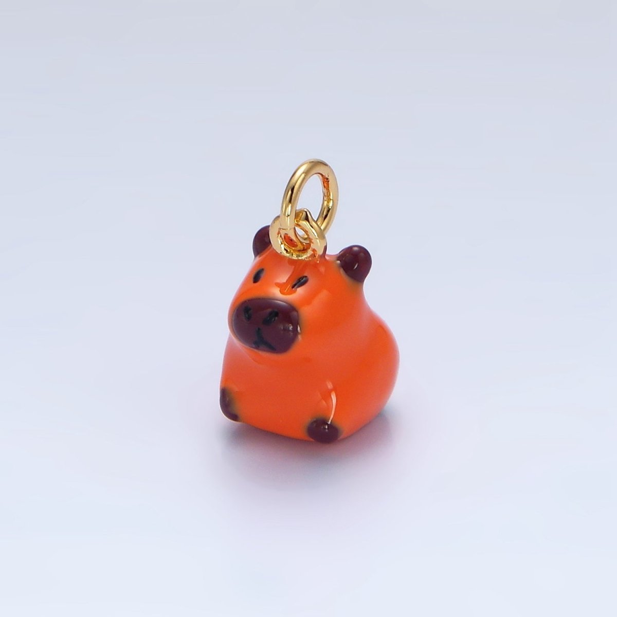 24K Gold Filled 13mm Glass Sitting Capybara Animal Charm | X576 - DLUXCA