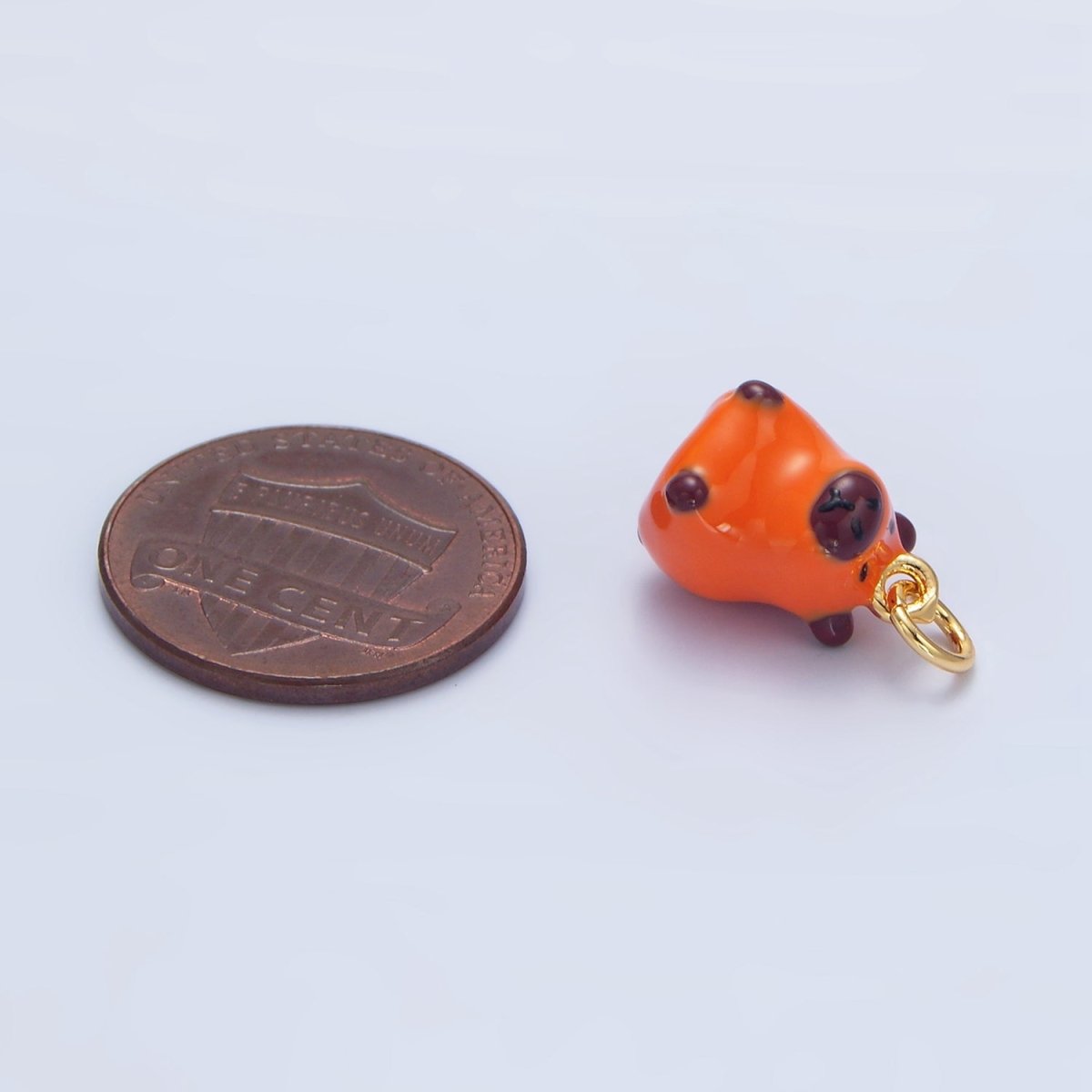 24K Gold Filled 13mm Glass Sitting Capybara Animal Charm | X576 - DLUXCA