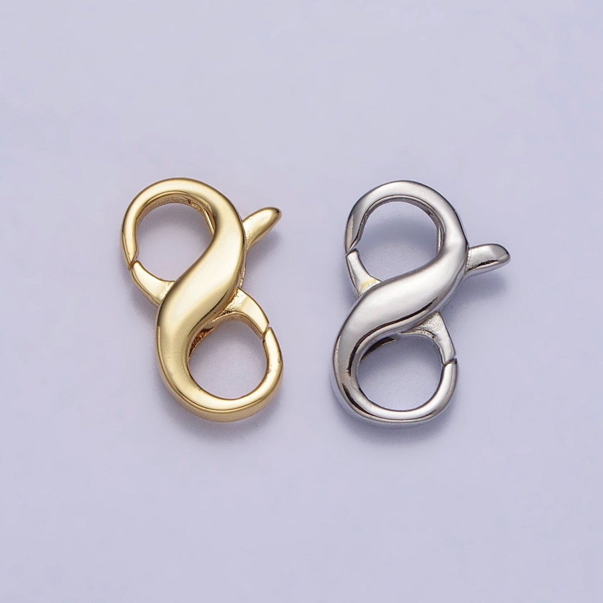 24K Gold Filled 13mm Infinity Double Lobster Clasps Closure Jewelry Supply in Gold & Silver | Z-143 Z-144