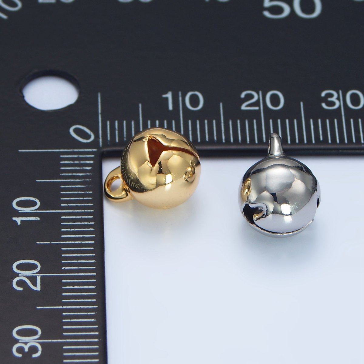 24K Gold Filled 13mm Jingle Bell Minimalist Mini Multidimensional Charm in Gold & Silver | X883