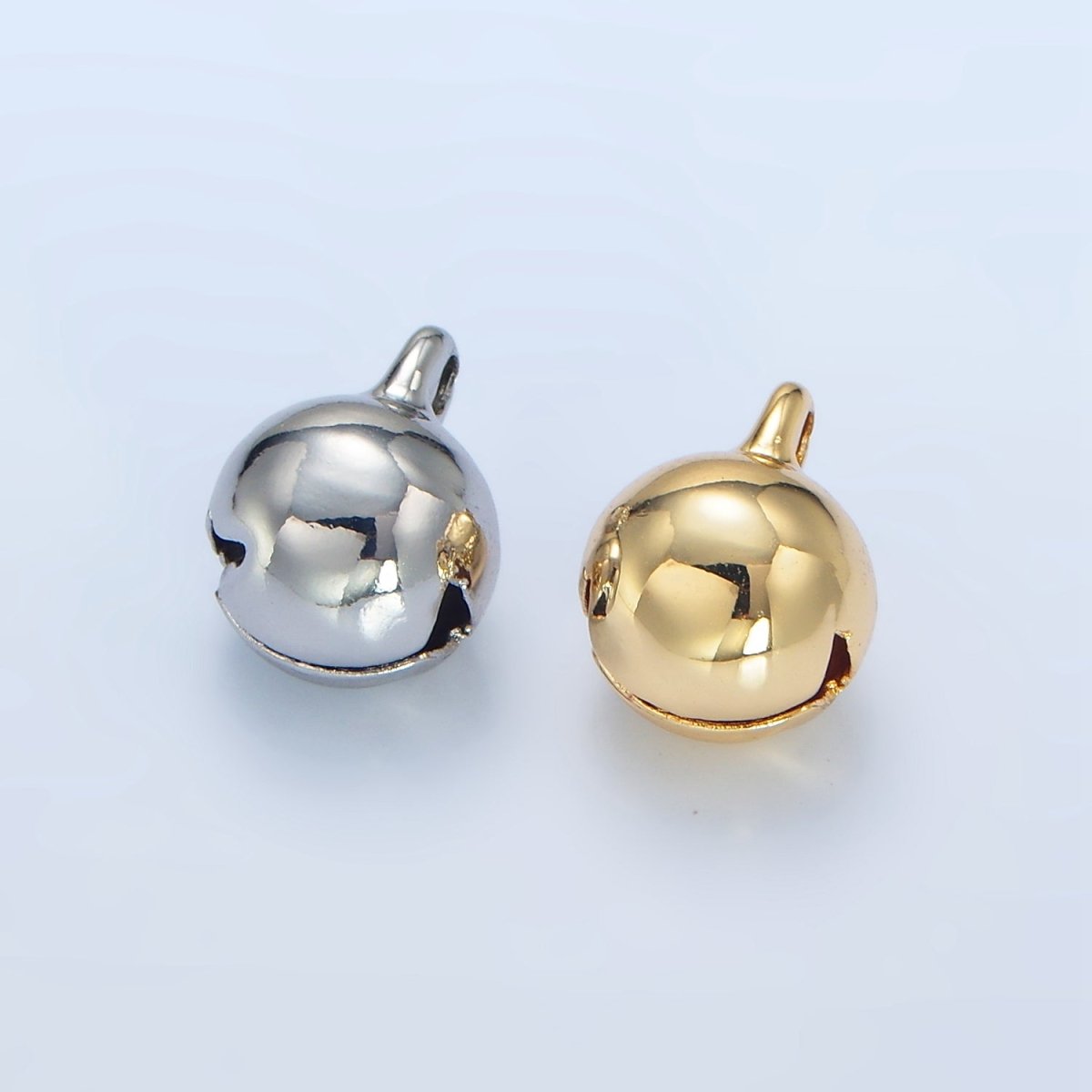 24K Gold Filled 13mm Jingle Bell Minimalist Mini Multidimensional Charm in Gold & Silver | X883